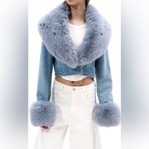 Women's Denim Jacket with Faux Fur Trim